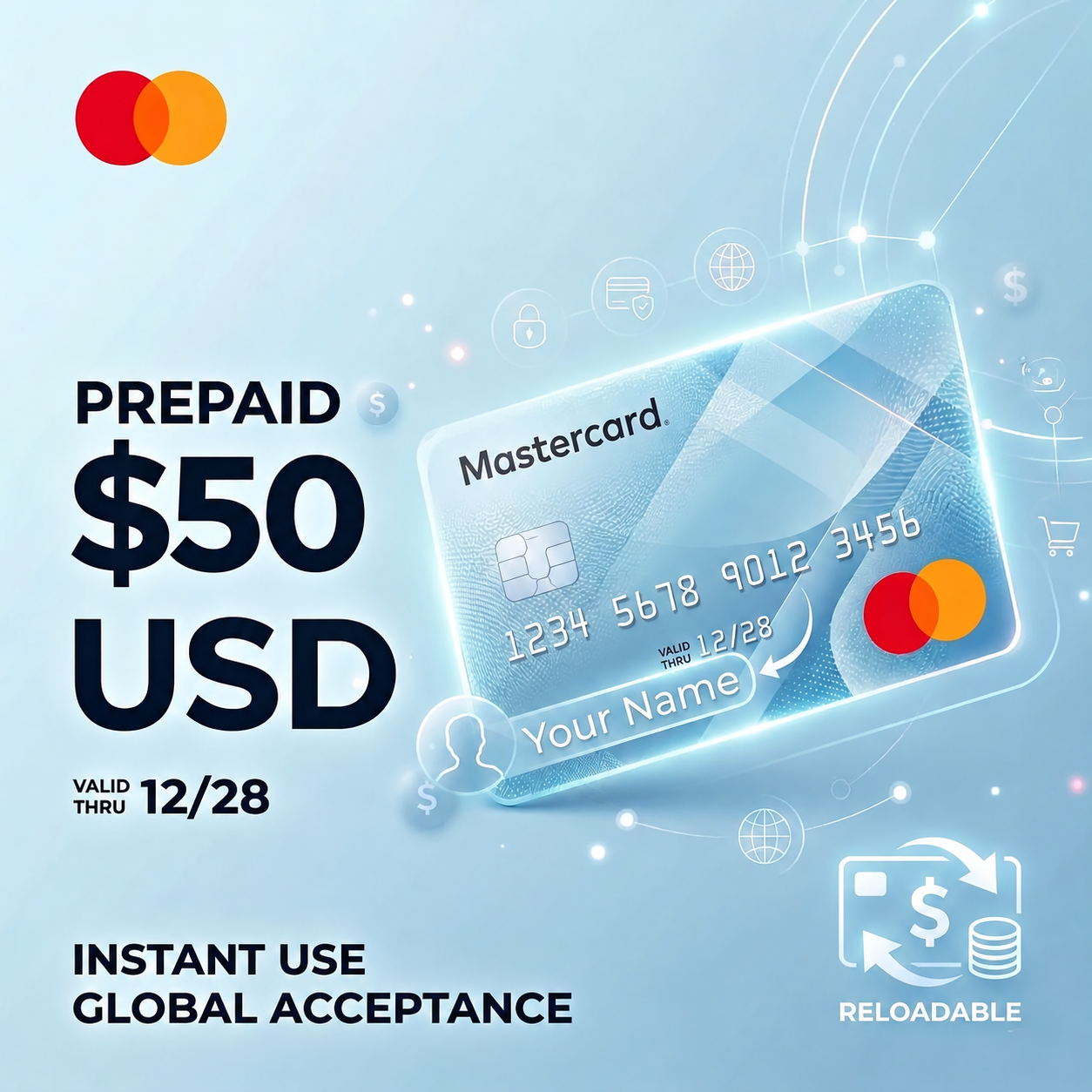 Prepaid Virtual Mastercard 50 USD - Mastercard Key - GLOBAL