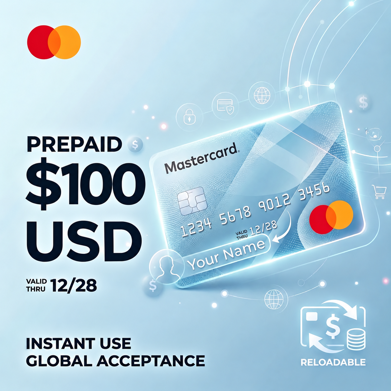 Prepaid Virtual Mastercard 100 USD - Mastercard Key - GLOBAL